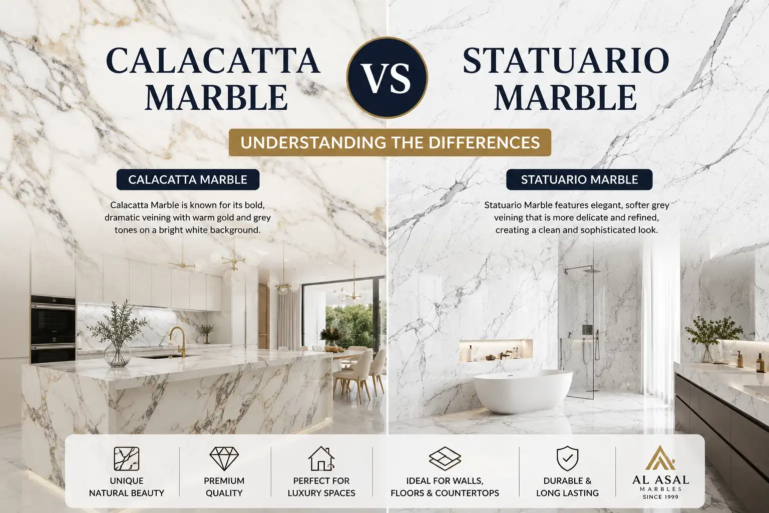 Calacatta vs Statuario Marble: Understanding the Differences